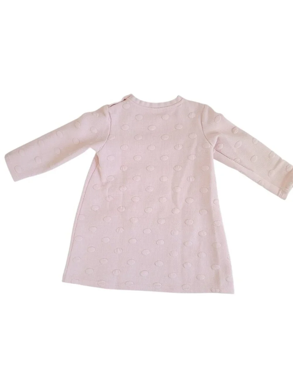 H&M Sweater Dress Girls Pink Textured Polka Dot Long Sleeve Size 2-3Y